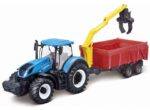 Tractor New Holland T7.315  insotit de remorca cu incarcator