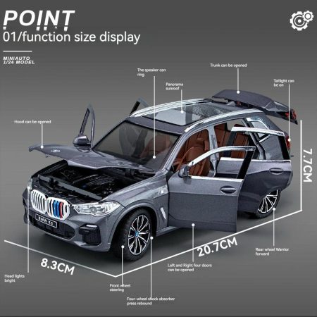 Bmw X5 (G05) 2018 Grey (replica) cu led-uri si sunete scala 1/24