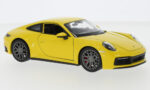 Porsche 911 (992) Carrera 4S, yellow, 2019 scala 1/24
