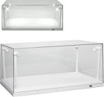 Vitrina din plexiglass cu postament Alb si 4 stalpi cu led scala 1/18
