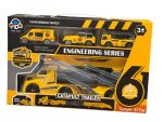 Camion plastic cu catapulta si 3 vehicule de constructii cu lungime maxima de 61 cm