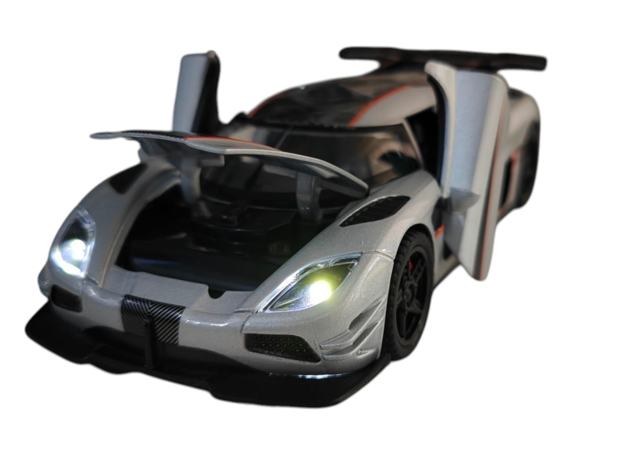 Koenigsegg Agera One of 1 Silver 2016 cu led-uri si sunete scala 1 32