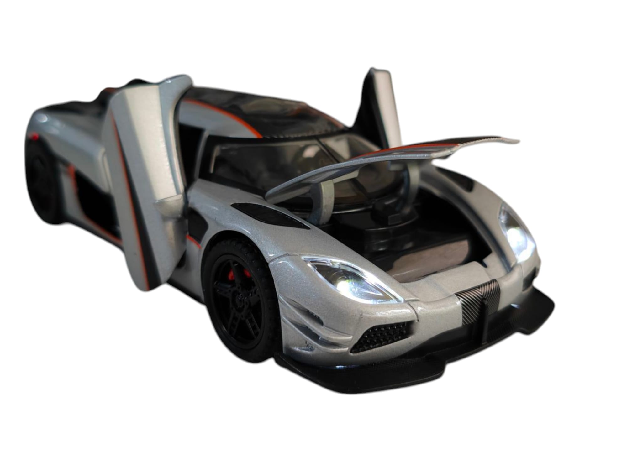 Koenigsegg Agera One of 1 Silver 2016 cu led-uri si sunete scala 1 32.