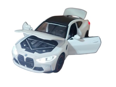 Bmw seria 4 Coupe M4 Competition G82 (Replica) White 2021 cu led-uri si sunete scala 1/32