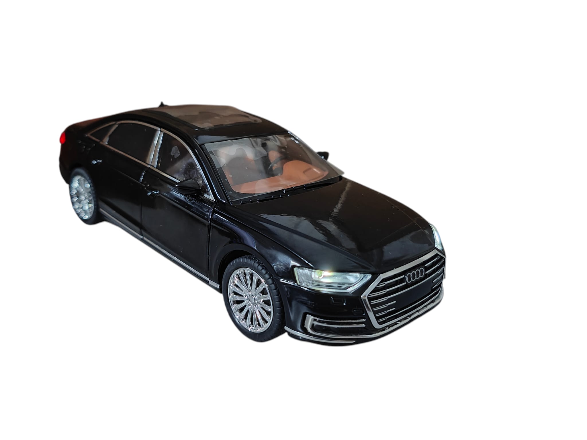 Audi A8 (D5) 2018 Black (replica) cu led-uri si sunete scala 1 24.