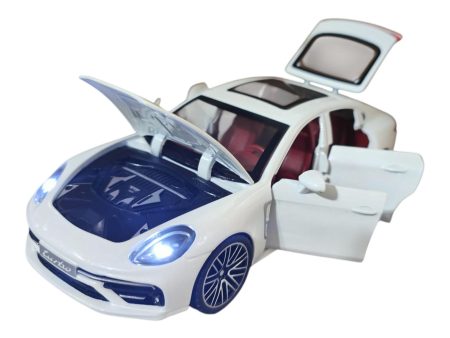 Porsche Panamera GTS 2021 White (replica) cu led-uri si sunete scala 1/24
